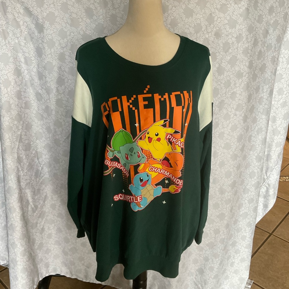 Pokemon Green Sweatshirt with Characters